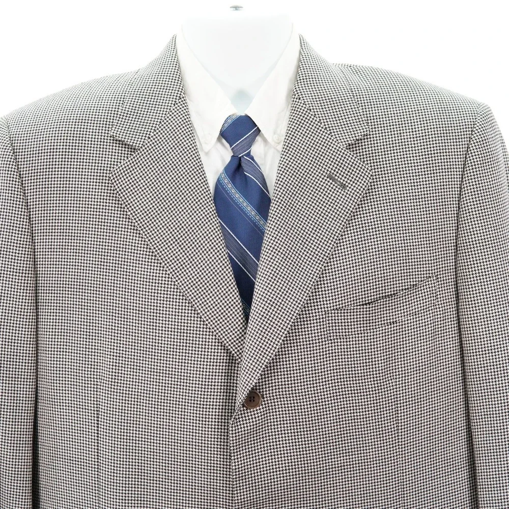 Canali Silk Wool White Black Houndstooth Sport Coat 44L